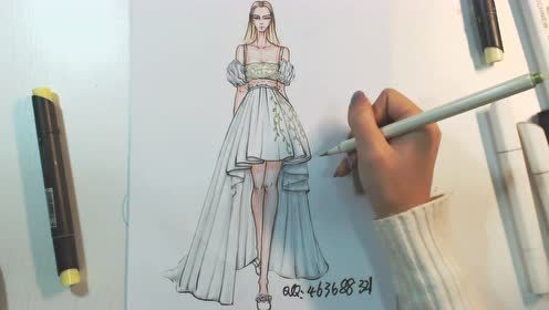 服裝設計零基礎入門 碎花裙上色技巧與基本畫法詳解